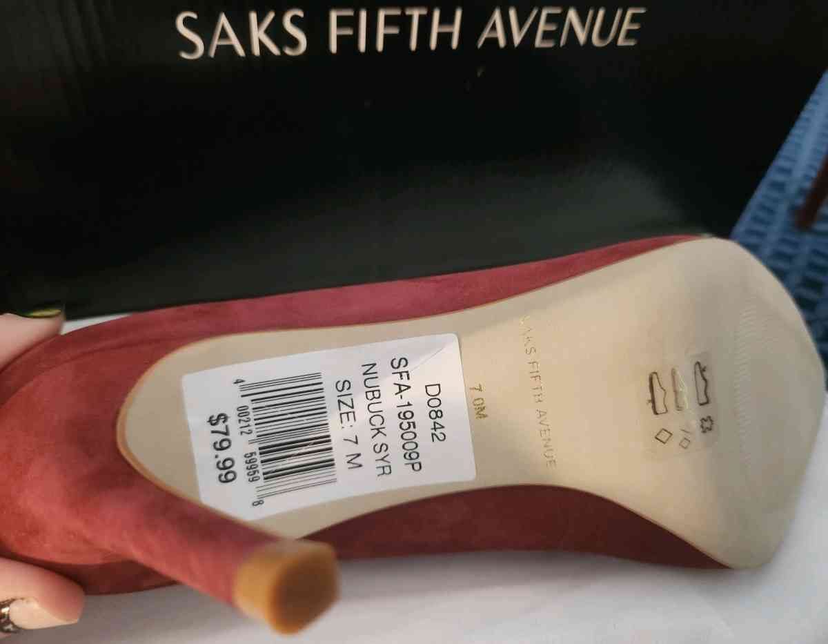 Saks Fifth Avenue red suede pumps - North Richland Hills, Texas - FleaMarketBay