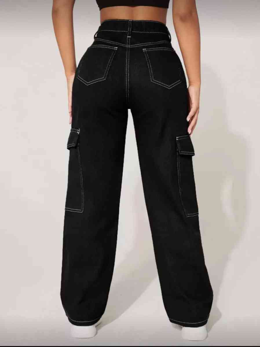 Black Cargo Pants with White Stitching - Trenton, New Jersey - FleaMarketBay