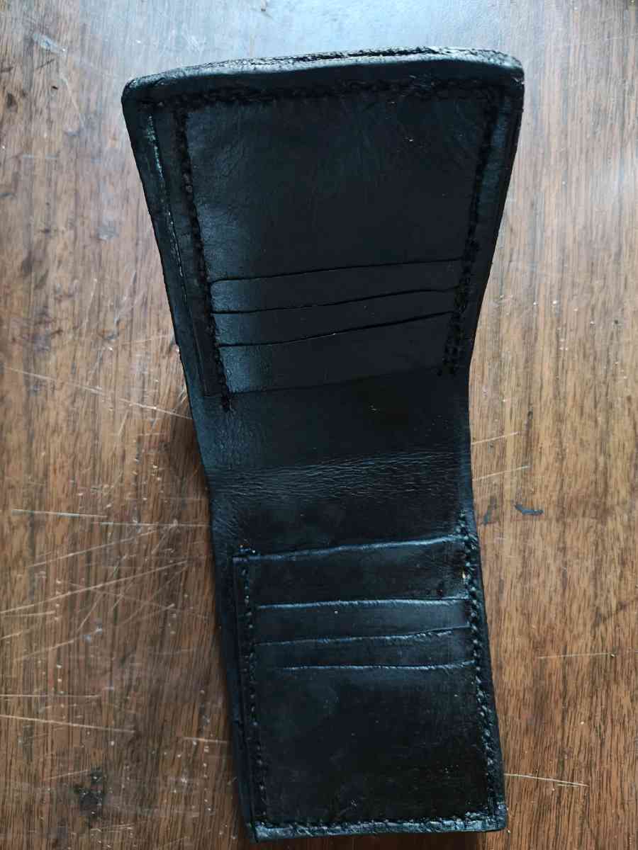 hand crafted leather wallet with elastic in card slots - Jackson, Ohio - FleaMarketBay