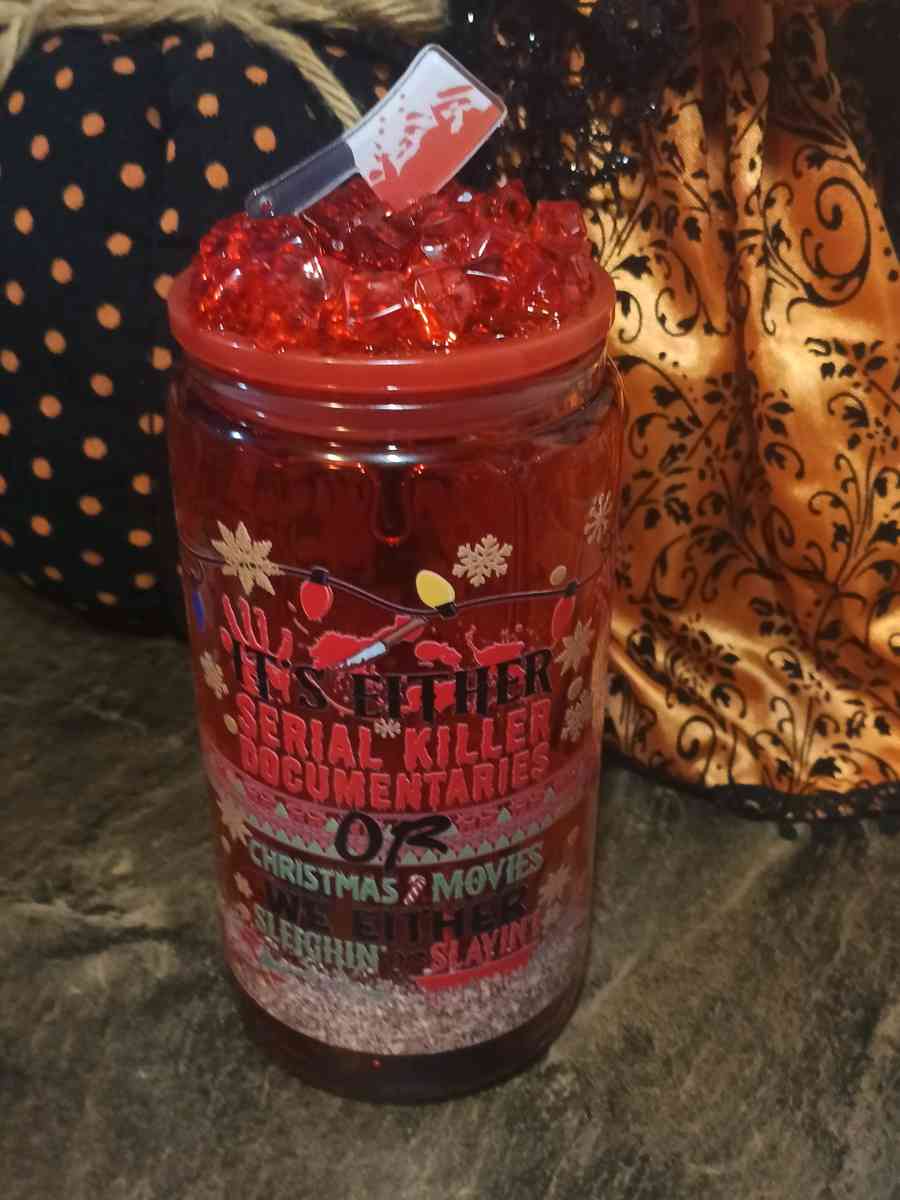 Sleighin or Slayin 16oz snowglobe tumbler - Killeen, Texas - FleaMarketBay