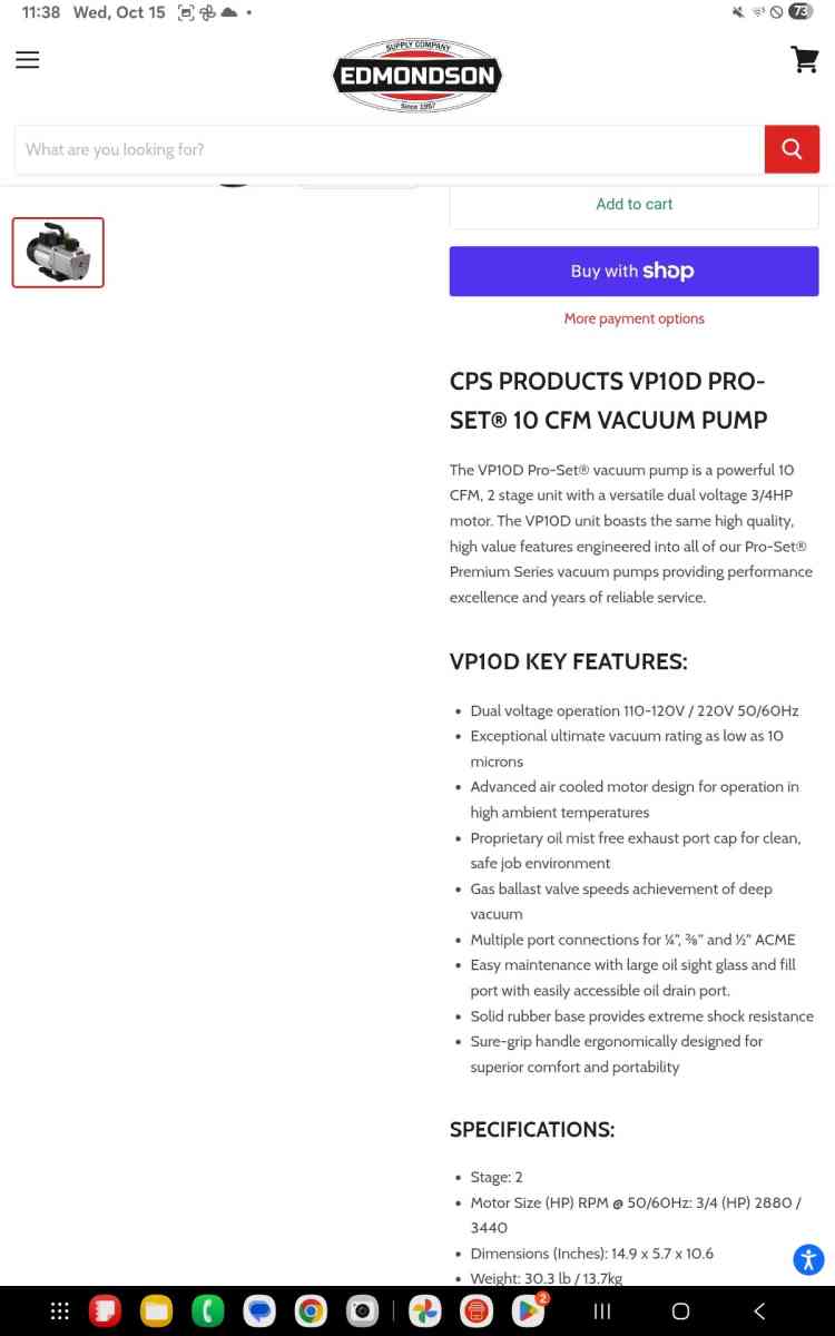 8 and 10 inch CFM dual vacuum pumps 2 stage dual vacuum - San Francisco, California - FleaMarketBay