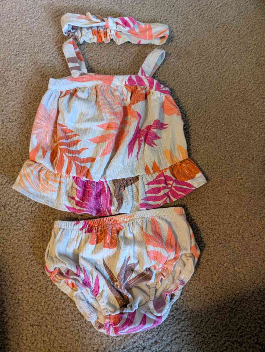 Baby 2 piece summer outfit with headband