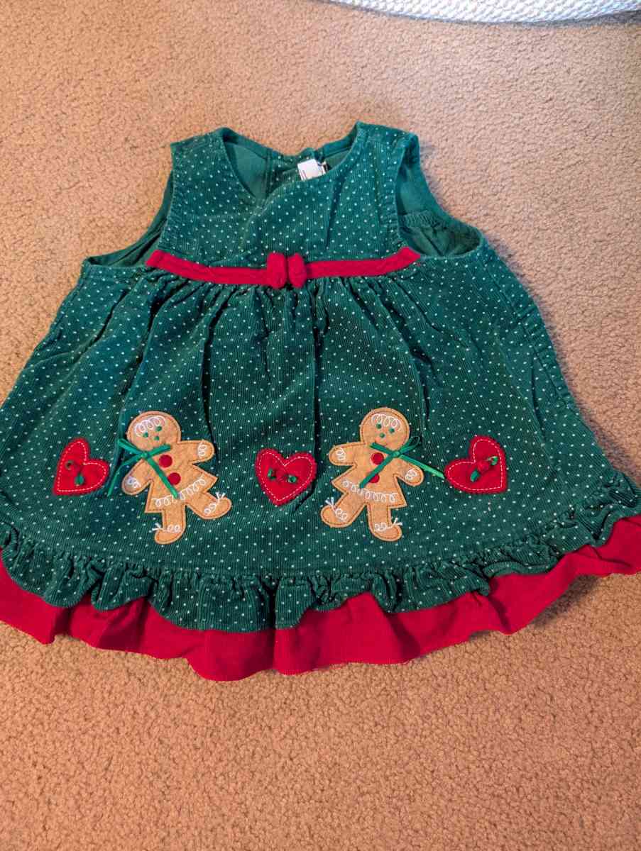 Girl Christmas dress with ginger bread girls