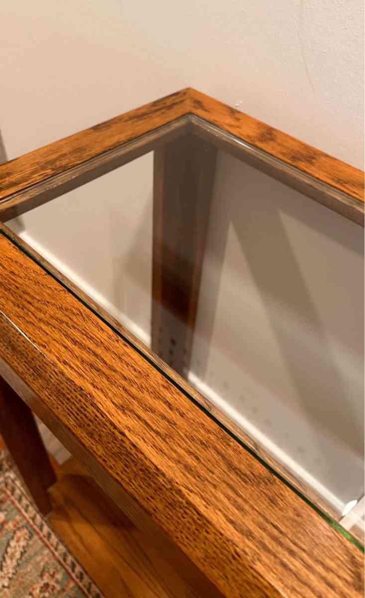 Sherrill Furniture Brand Solid Wood Glass Hallway Consul - Palm Beach, Florida - FleaMarketBay
