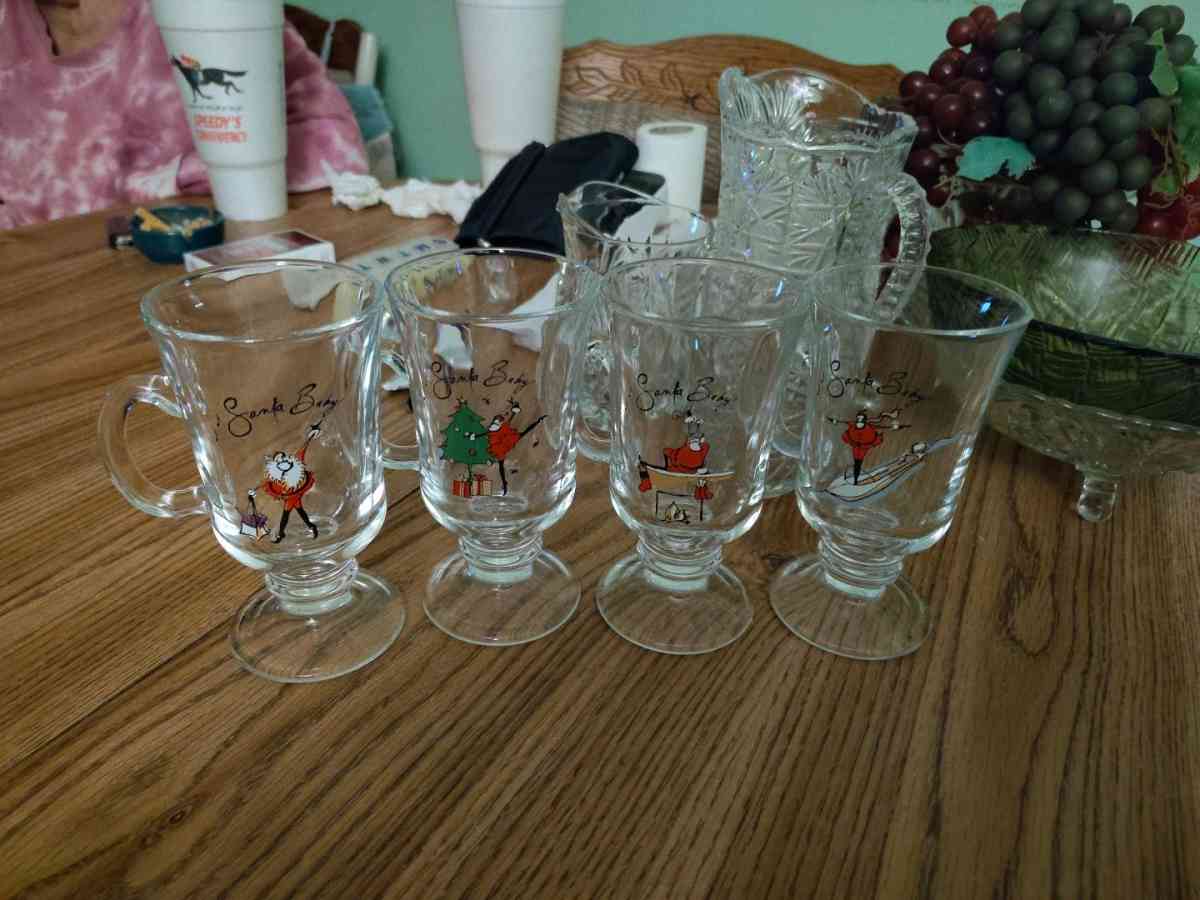 Pottery Barn Santa Baby Irish coffee mugs set of 4