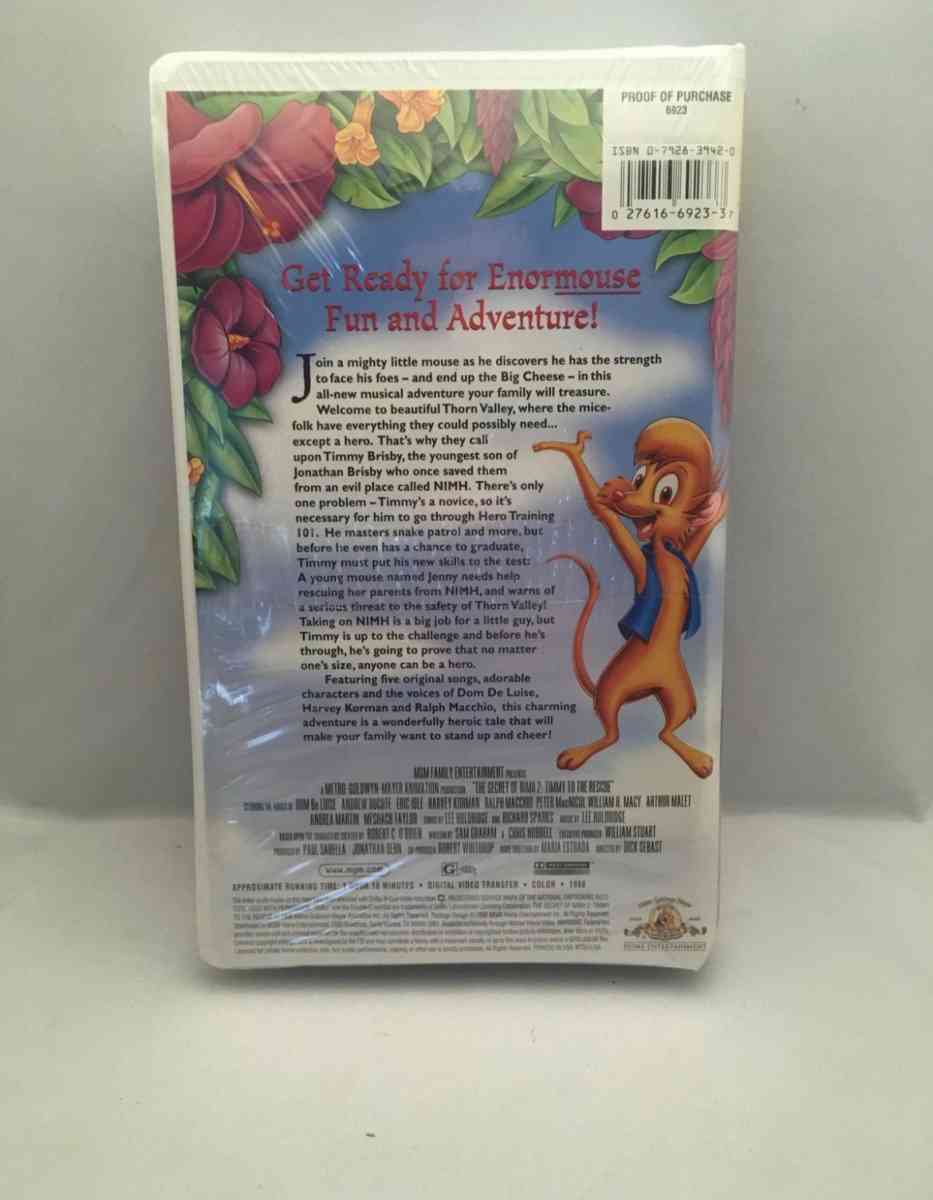 The Secret of NIMH  Sequel VHS 1994 used good condition see - Piscataway, New Jersey - FleaMarketBay