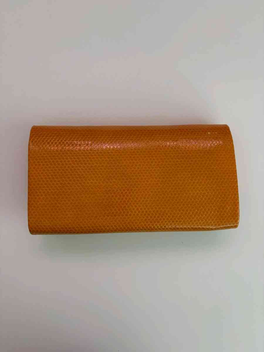 VintageStyle Orange Faux Leather Clutch with Gold DoubleC Ac - San Diego, California - FleaMarketBay