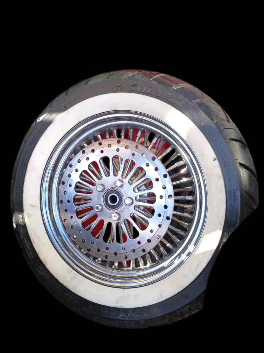 front and rear white wall tires and chrome spoke rims - Montgomery, Texas - FleaMarketBay