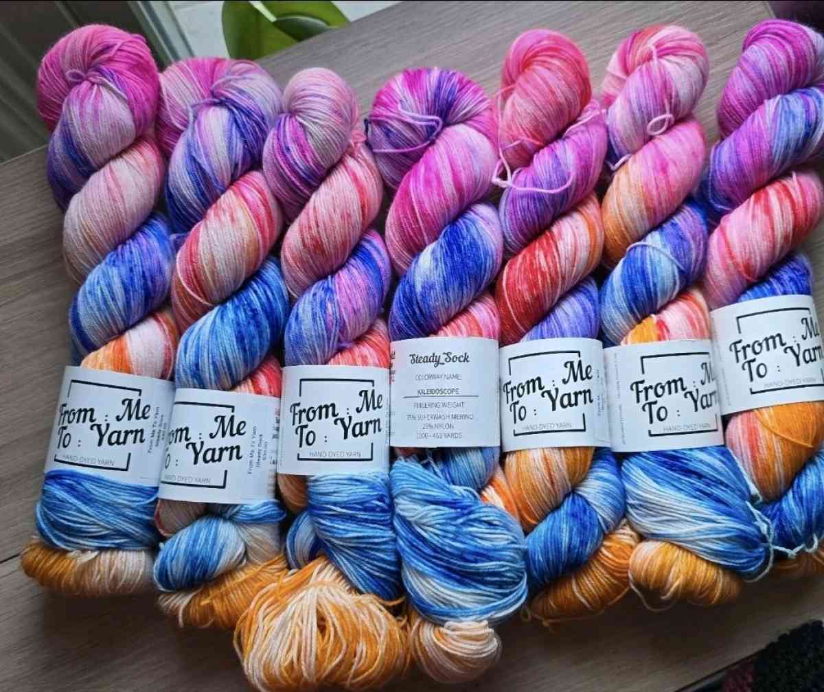 7 skeins Handdyed Indie Yarn From Me To Yarn SW Merino Nylon