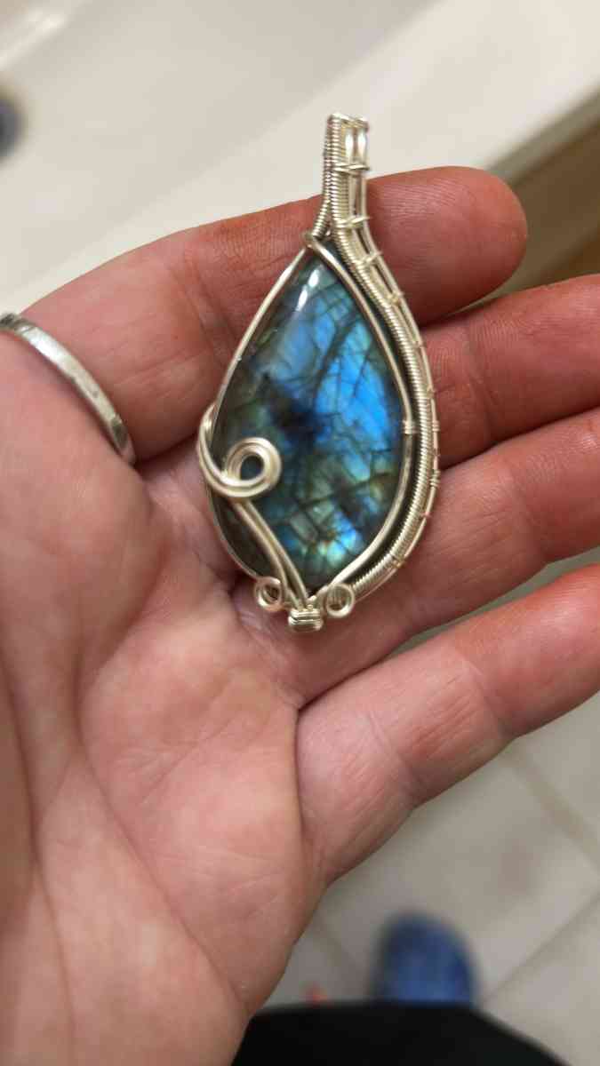 labadorite wire wrapped pendant - Burnett, Wisconsin - FleaMarketBay