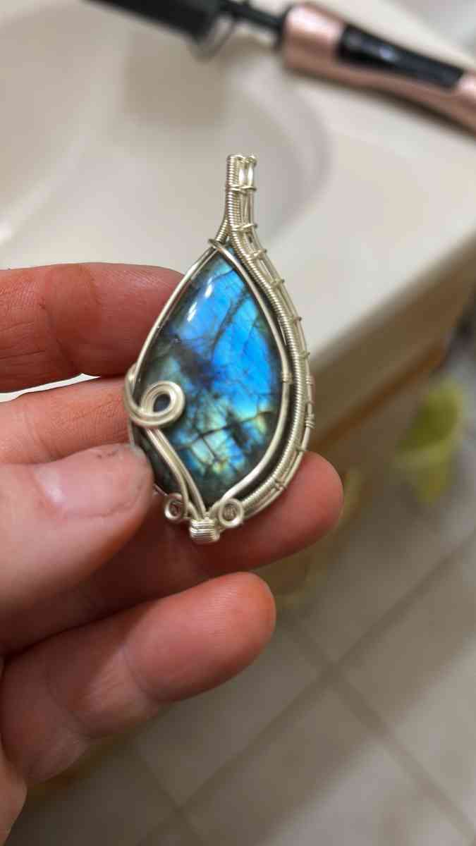 labadorite wire wrapped pendant - Burnett, Wisconsin