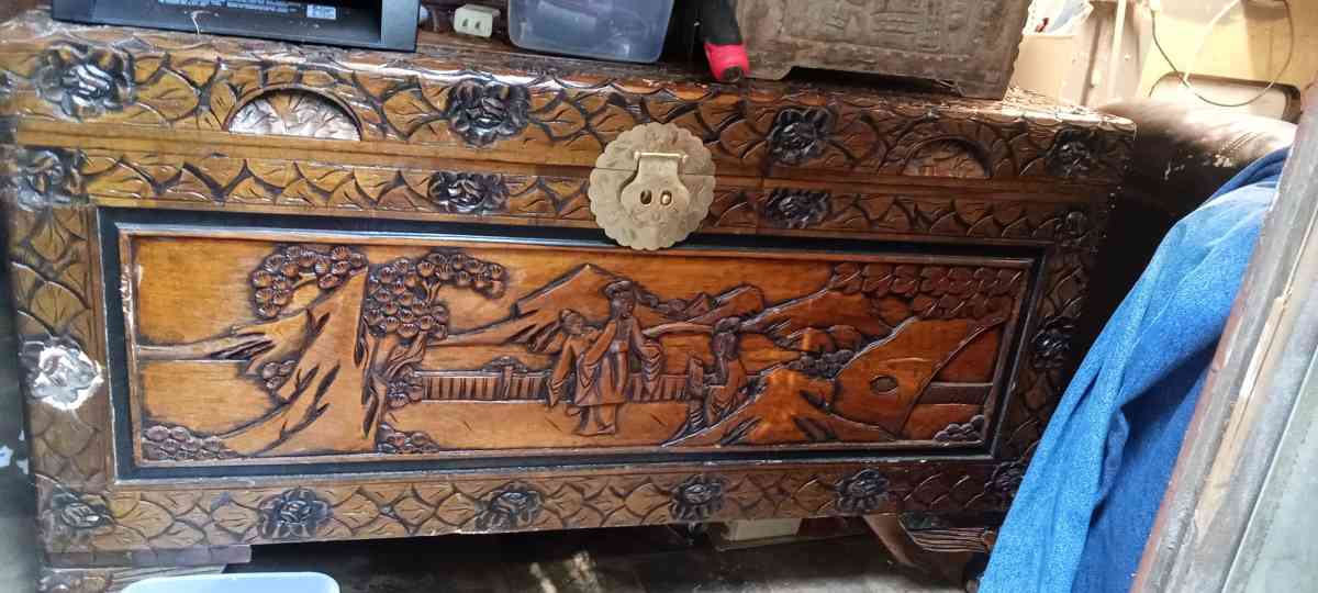 HandCarved Camphorwood Chest  Antique Oriental Style - New Caney, Texas - FleaMarketBay