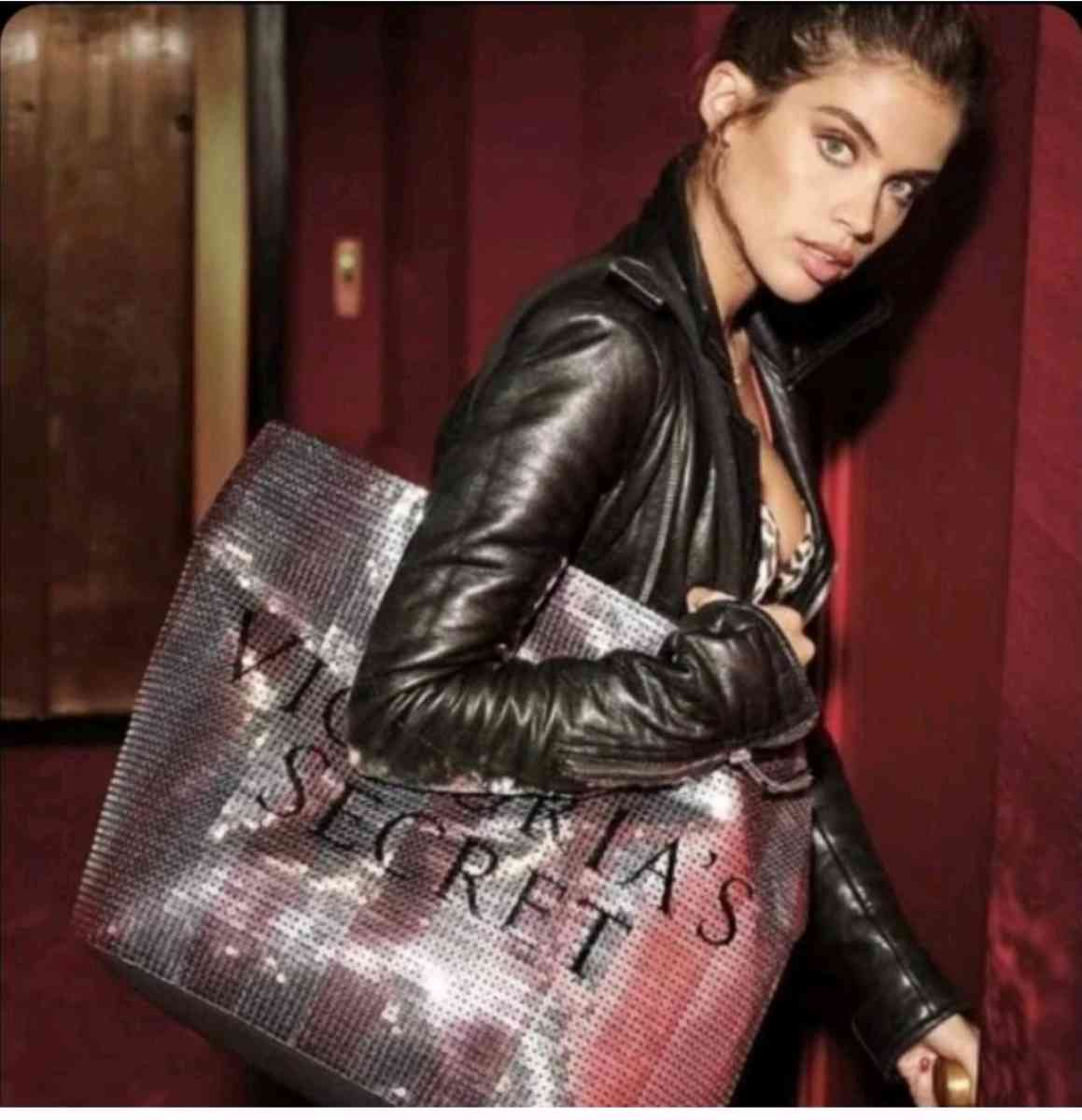 Victorias Secret Sequined Weekender Tote Bag Pink Silver Str - Columbus, Ohio - FleaMarketBay