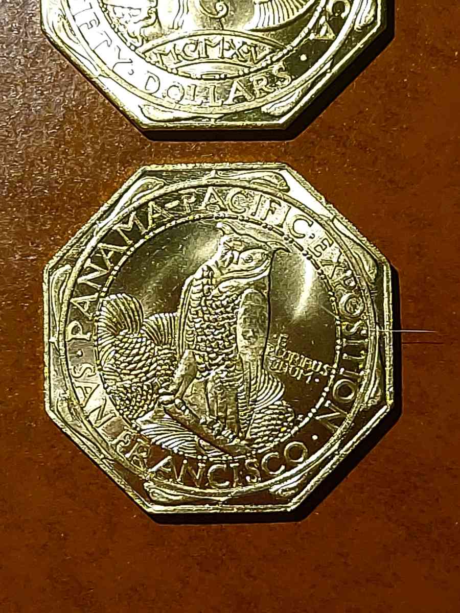 CRUPTO LUCKY ART COIN US 50 VERY RARE 22K GOLD PLATED 1915S - Brooklyn, New York - FleaMarketBay