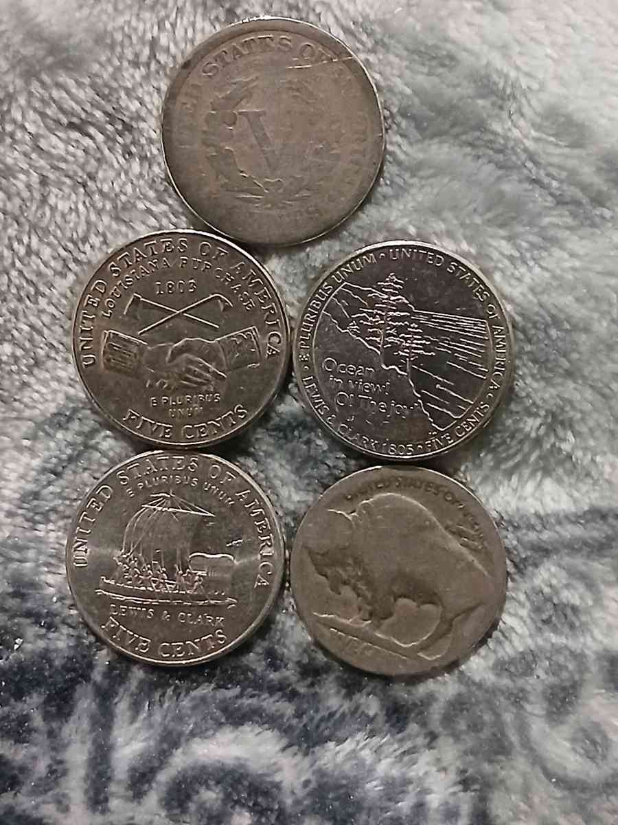 Lot of 5 Nickels 1892 2x 2004 2005 no date - Bakersfield, California - FleaMarketBay