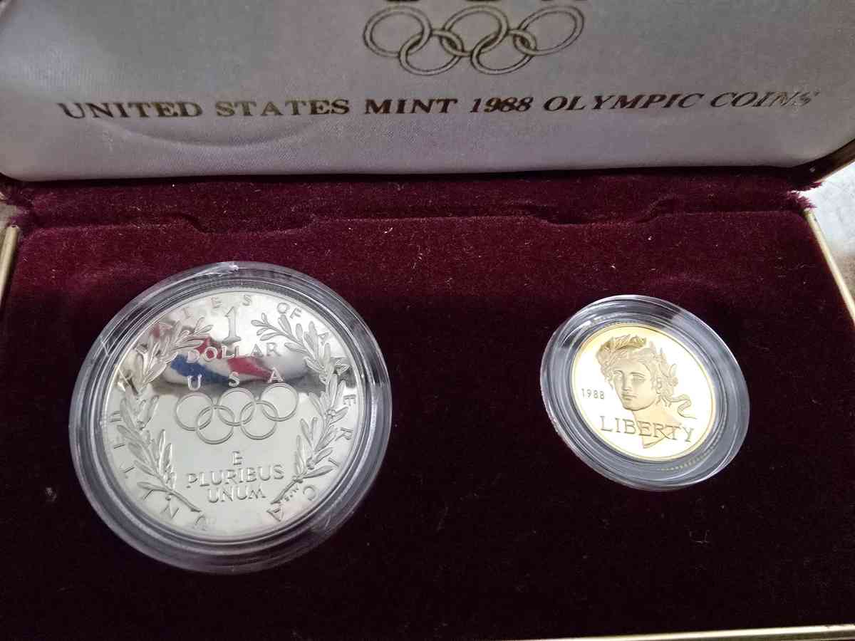 1988 Olympic Coin Set Silver and Gold Mint COA Included - South Weymouth, Massachusetts - FleaMarketBay