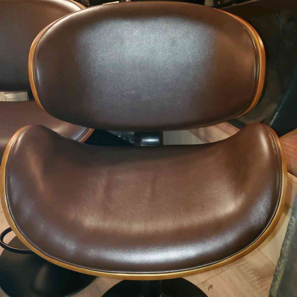 Brown Faux Leather and Wood Bar Stools - Phoenix, Arizona - FleaMarketBay