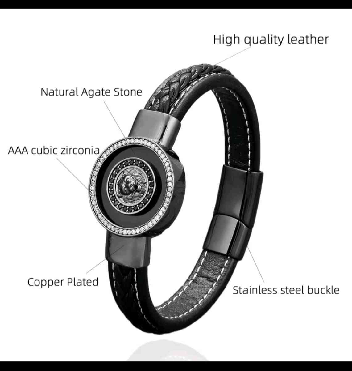 NEW 19CM FASHION LION PATTERN BRACELET MW  ZIRCONIA STONS ST - Brooklyn, New York - FleaMarketBay