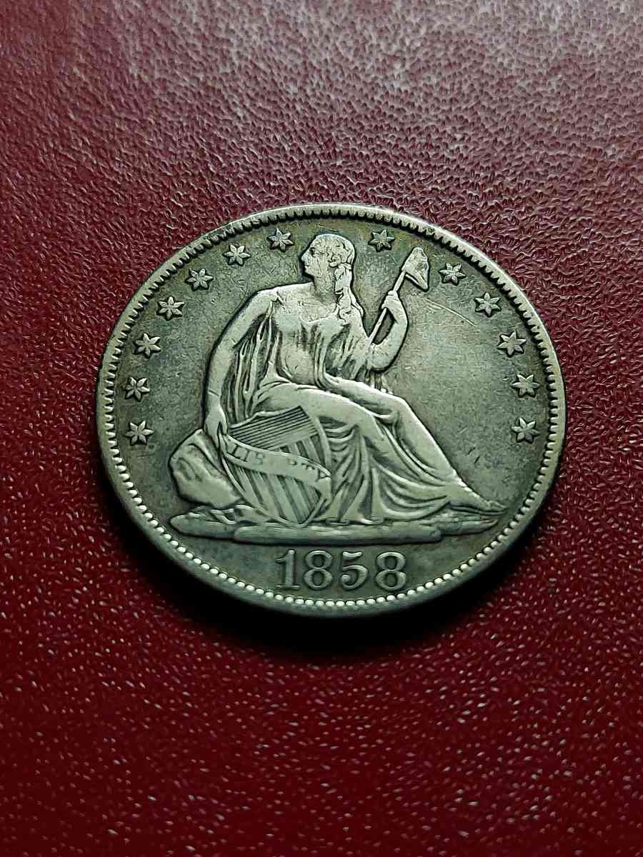 Great US 1858o Seated Liberty Half 90 Silver Dollar - Brooklyn, New York