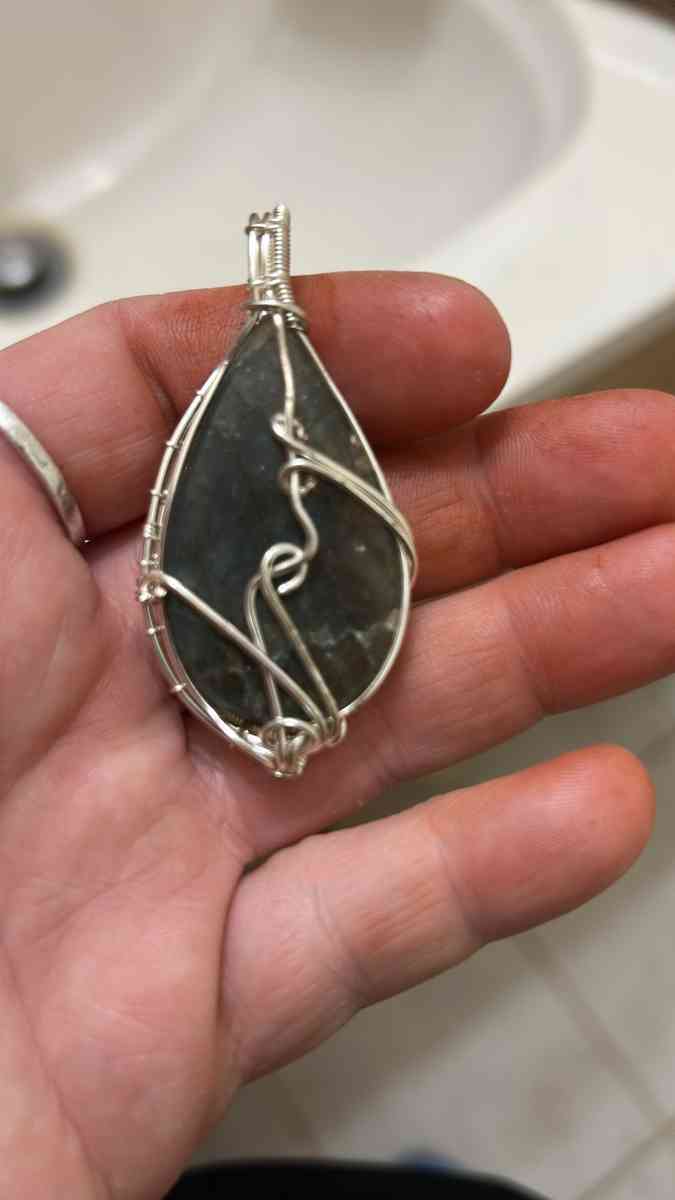 labadorite wire wrapped pendant - Burnett, Wisconsin - FleaMarketBay