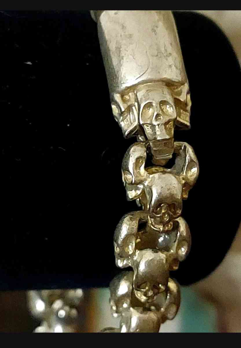 HANDMADE BRACELET HIPHOP SKULL KNITTING TIBETAN SILVER - Brooklyn, New York - FleaMarketBay