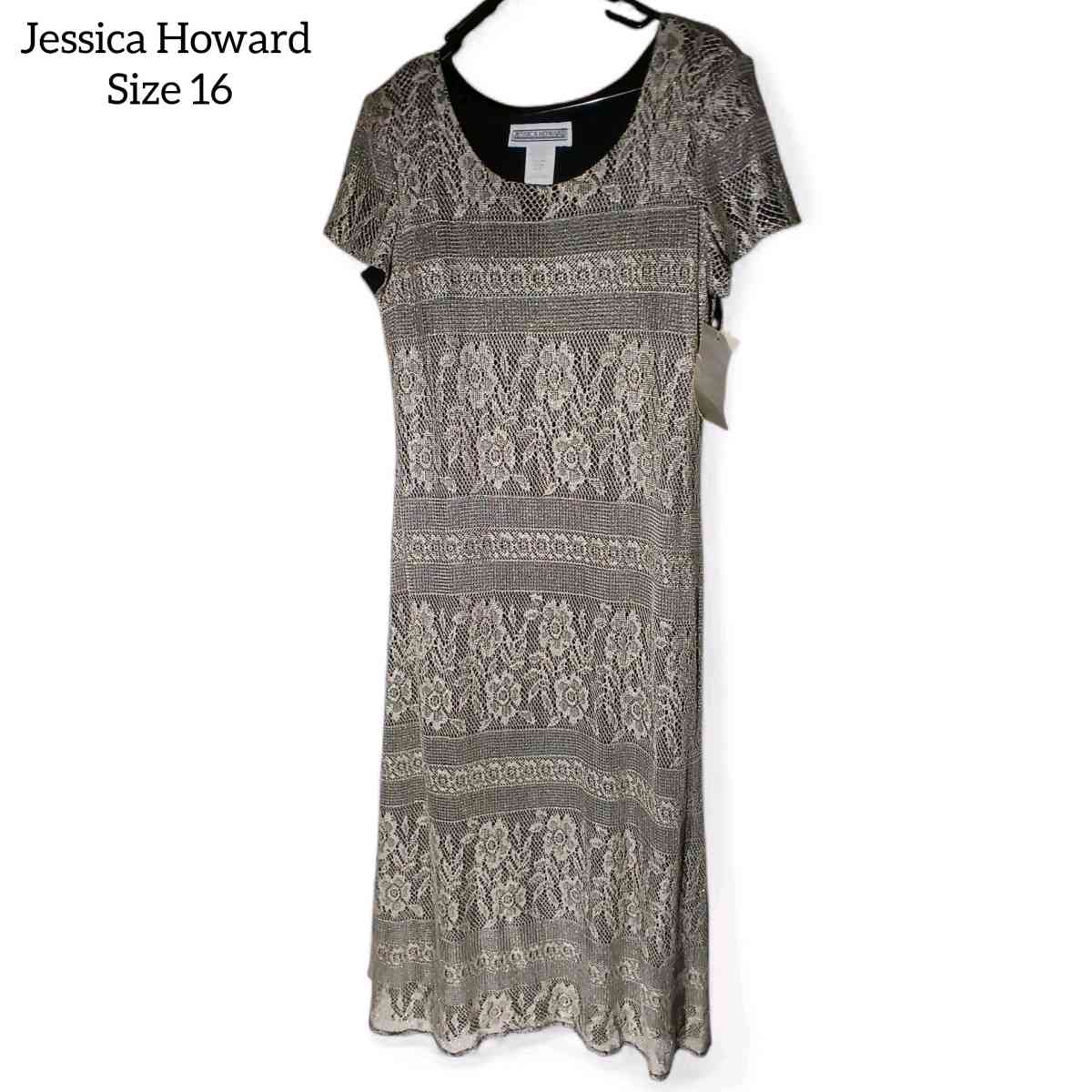 Jessica Howard metallic gold  lace overlay black  mid si - Lancaster, Ohio