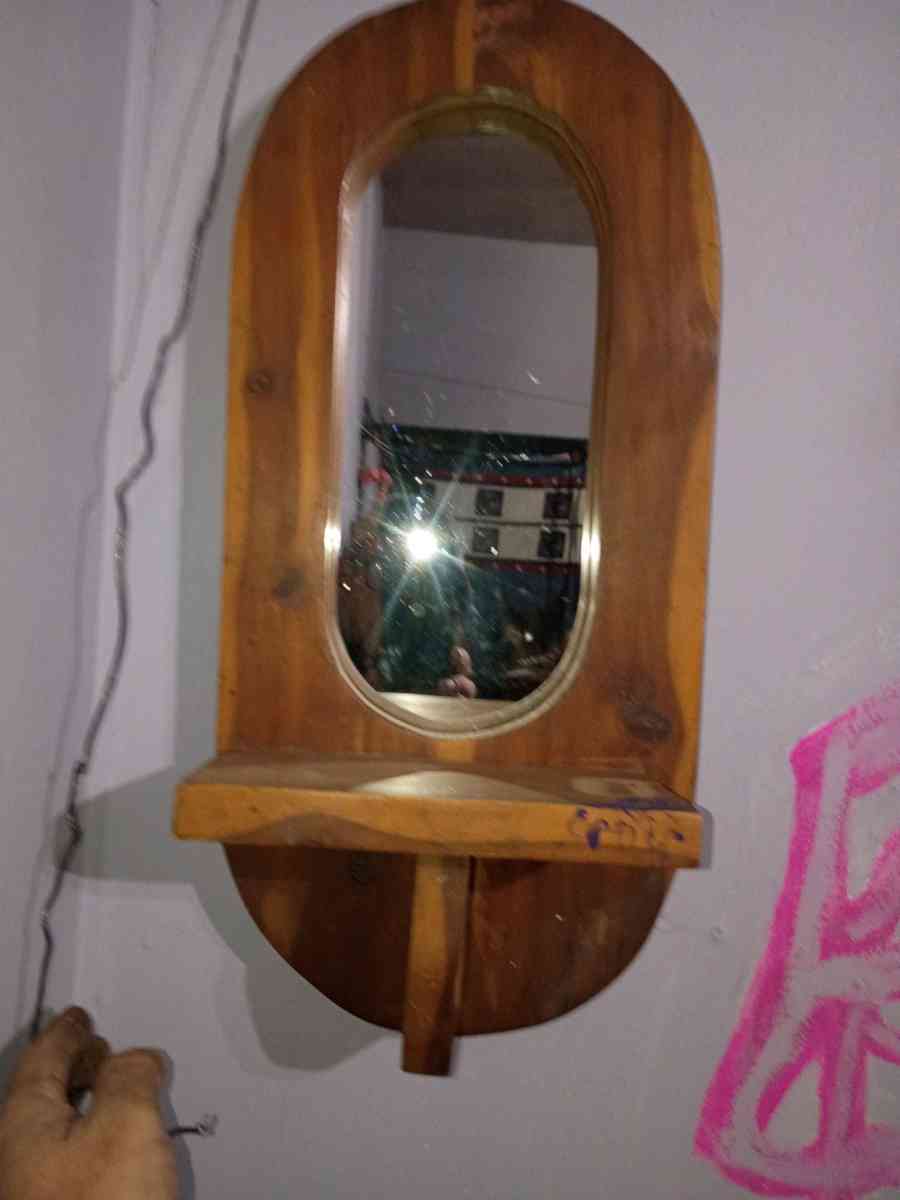 wooden mirror with coat hooks - Ponca City, Oklahoma - FleaMarketBay