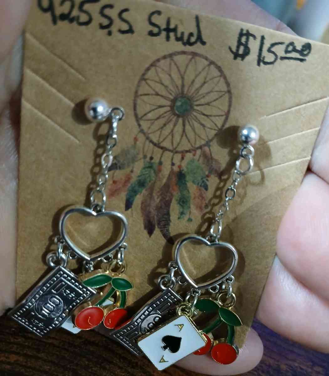 Black Casino Luck Charm Stud Earrings - Newport News, Virginia - FleaMarketBay