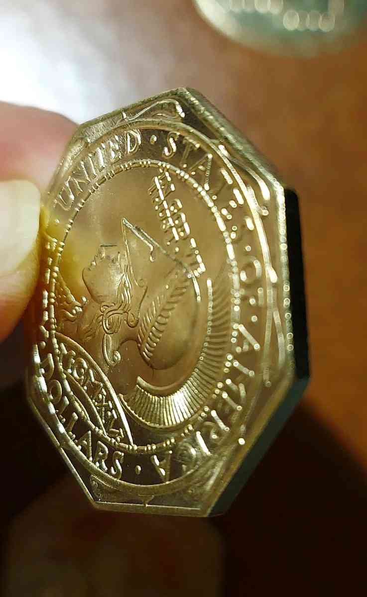 CRUPTO LUCKY ART COIN US 50 VERY RARE 22K GOLD PLATED 1915S - Brooklyn, New York - FleaMarketBay