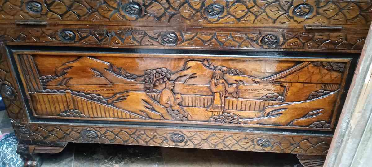HandCarved Camphorwood Chest  Antique Oriental Style - New Caney, Texas