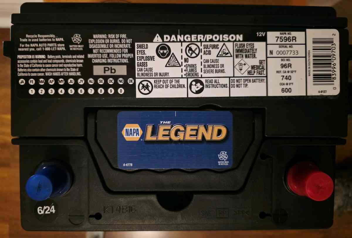 NAPA Car Battery BCI No 96R 600A - Oak Lawn, Illinois - FleaMarketBay