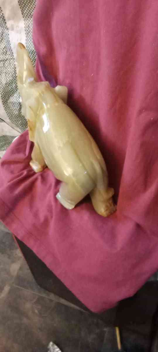 Green Onyx Elephant Figurine  Hand Carved Stone Decor - New Caney, Texas - FleaMarketBay