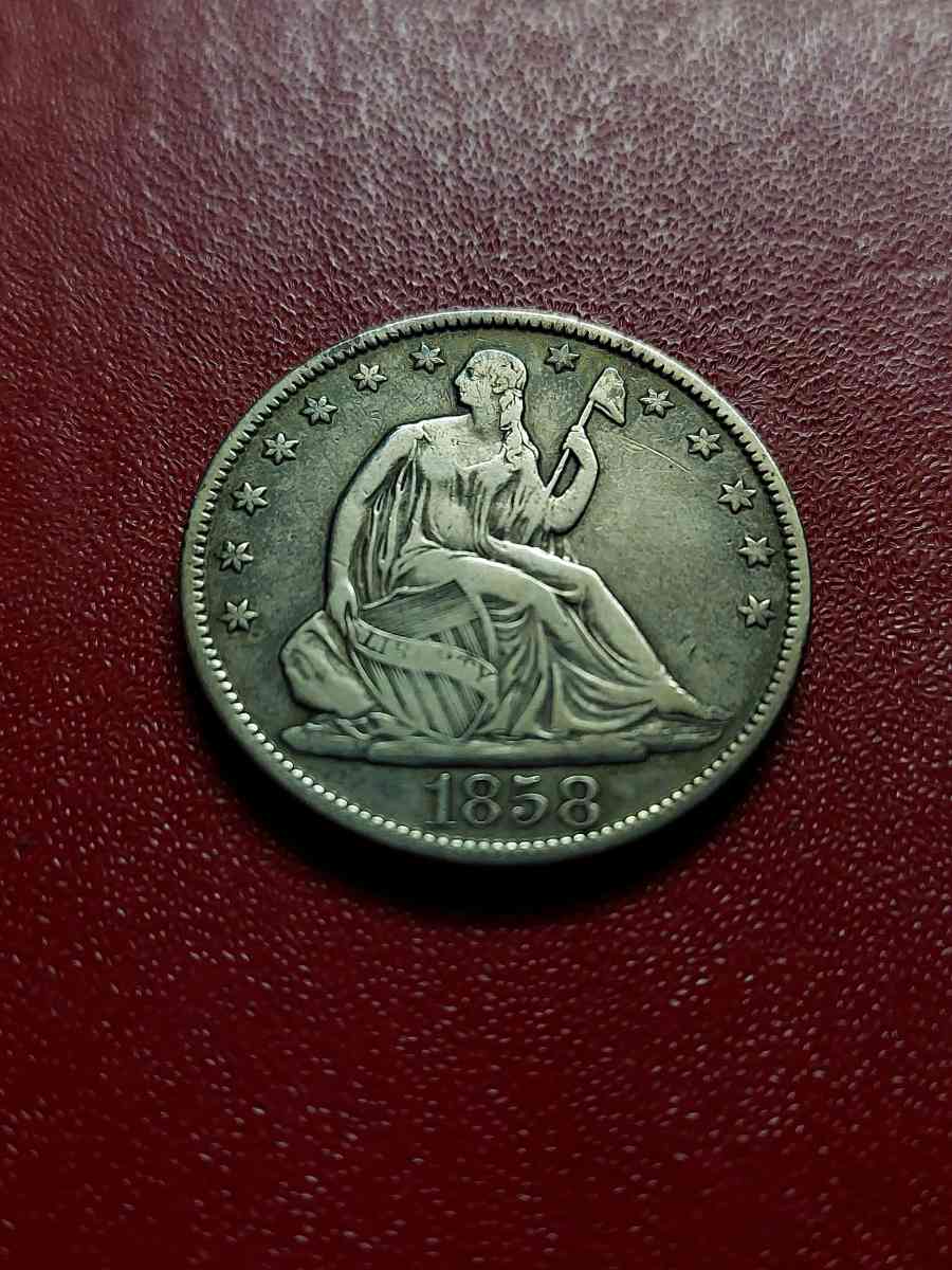 Great US 1858o Seated Liberty Half 90 Silver Dollar - Brooklyn, New York - FleaMarketBay