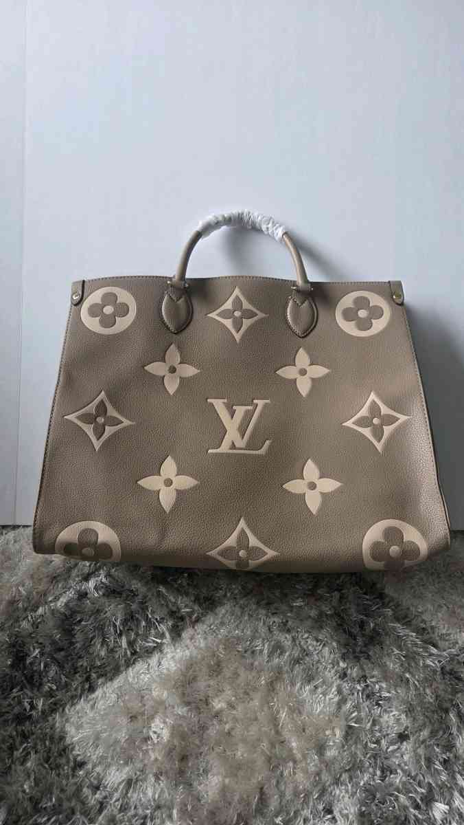 Taupe Monogram Tote Bag  Large Capacity DesignerInspired Han - Beverly Hills, California - FleaMarketBay