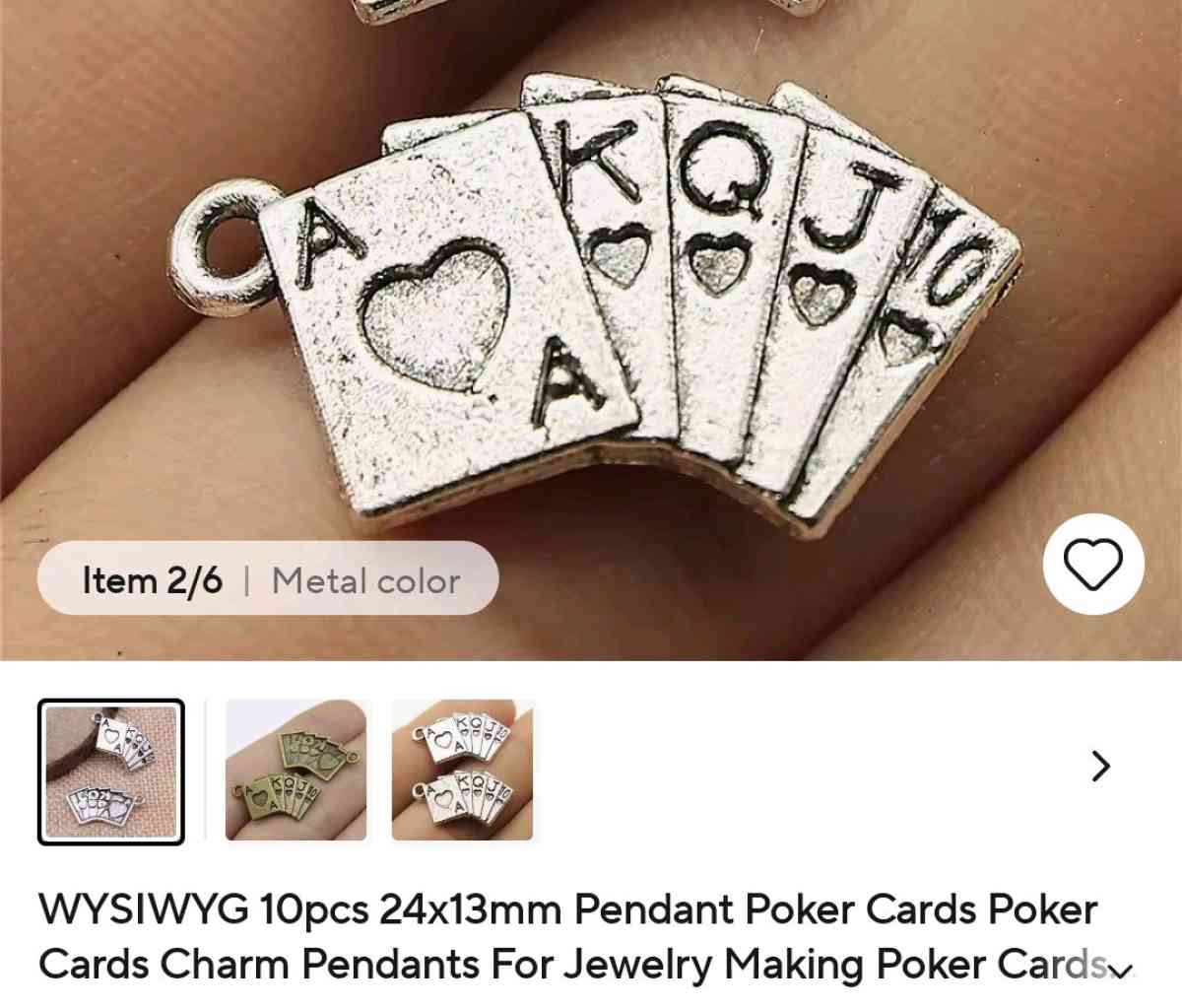 CasinoPoker Lucky Charms Stud Earrings and Necklace Set - Newport News, Virginia - FleaMarketBay