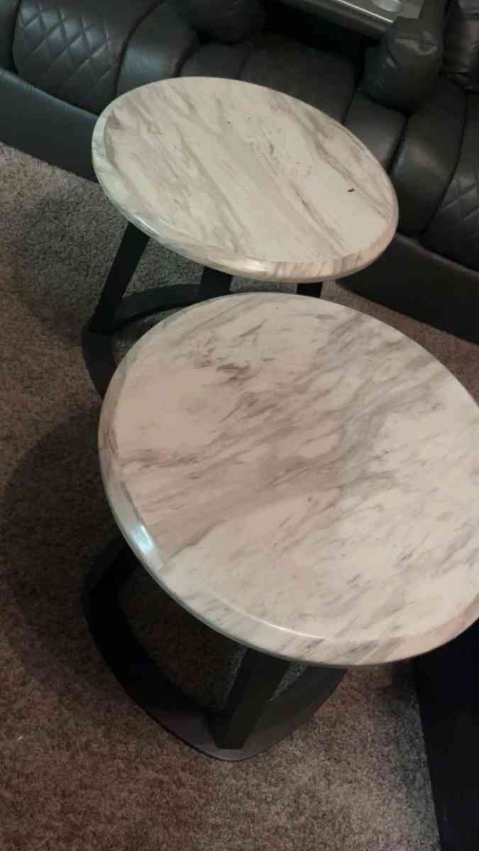 3Piece Marble Style Table Set  Pickup Only   Moving Sale - Houston, Texas