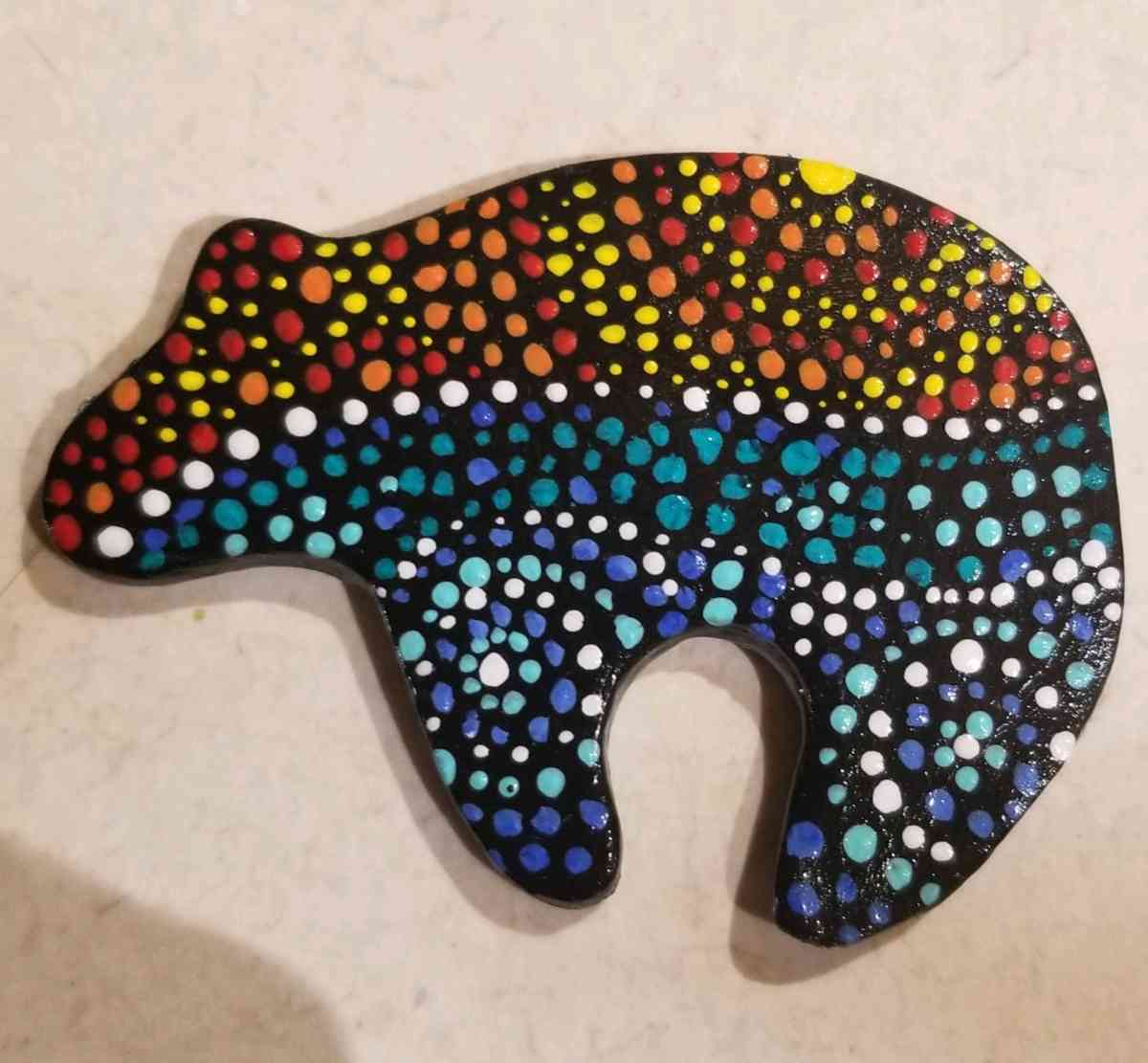 Handmade Clay Art Magnet Ocean Dot Bear