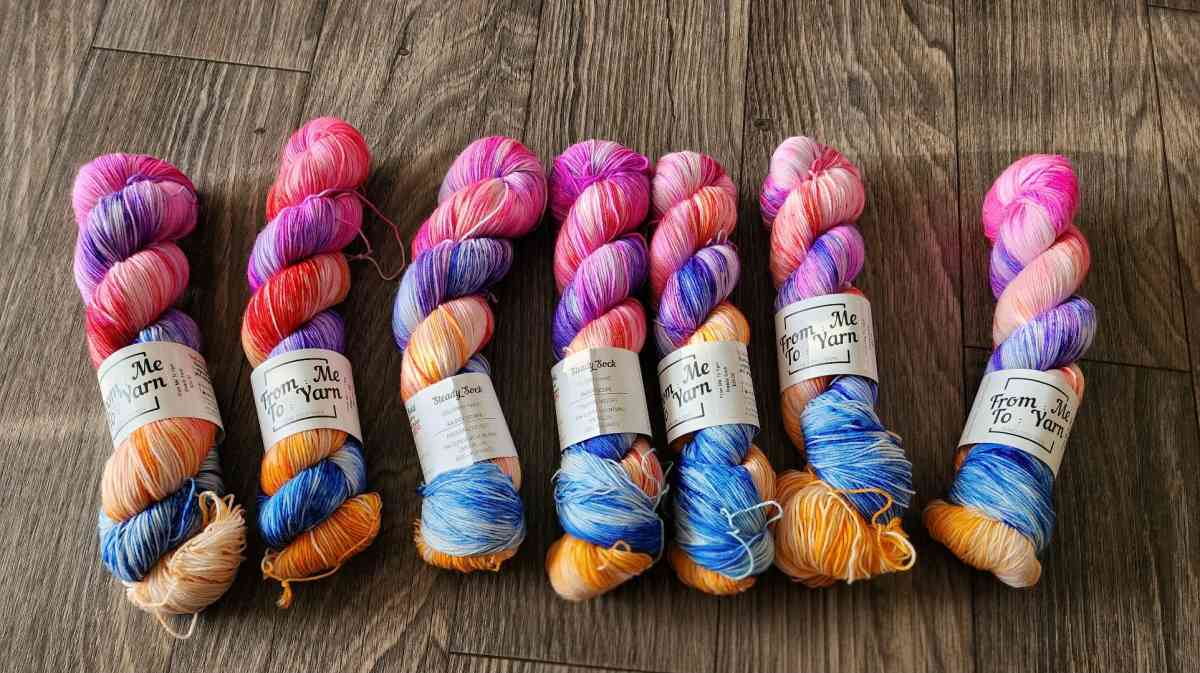 7 skeins Handdyed Indie Yarn From Me To Yarn SW Merino Nylon - Chattanooga, Tennessee - FleaMarketBay