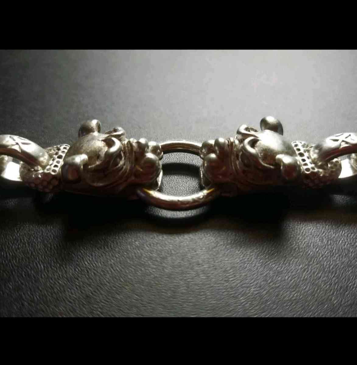VINTAGE  HANDMADE MIAO TIBETAN TWO HEADS DOG SILVER BRACELET - Brooklyn, New York - FleaMarketBay