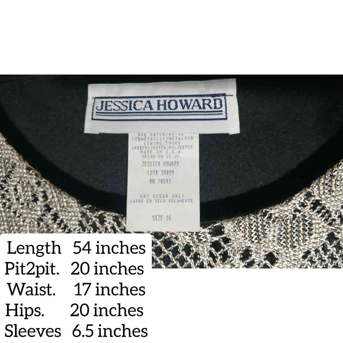 Jessica Howard metallic gold  lace overlay black  mid si - Lancaster, Ohio - FleaMarketBay