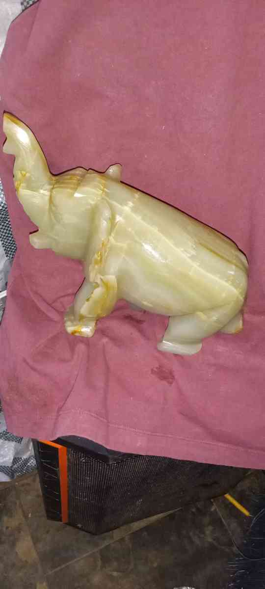Green Onyx Elephant Figurine  Hand Carved Stone Decor - New Caney, Texas