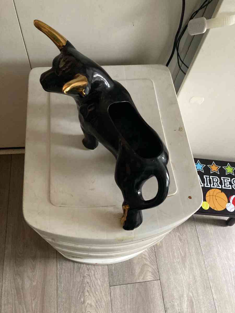 Black and Gold Bull Figurine - Essington, Pennsylvania - FleaMarketBay