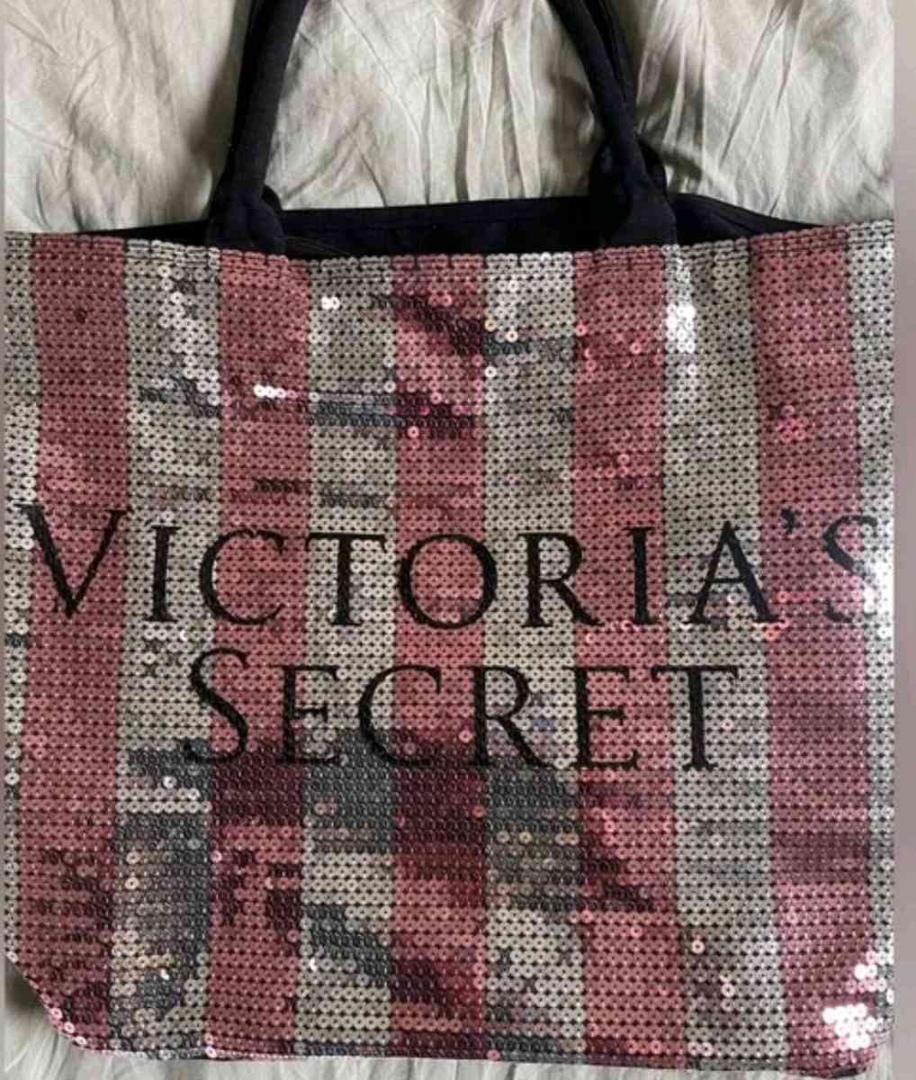 Victorias Secret Sequined Weekender Tote Bag Pink Silver Str - Columbus, Ohio - FleaMarketBay