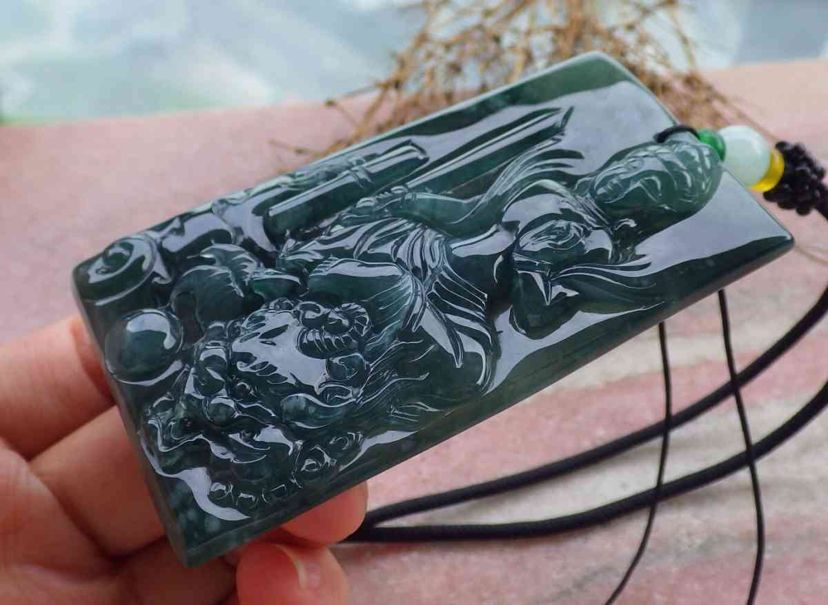 Certificate Jadeite jade  Burmese  Guanyin Kai Lun pendant - Pasadena, California - FleaMarketBay