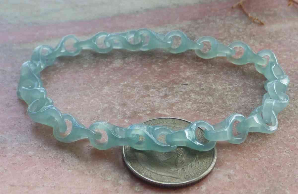 Certificate Jadeite Jade Green chain link knotted Bracelet - Pasadena, California - FleaMarketBay