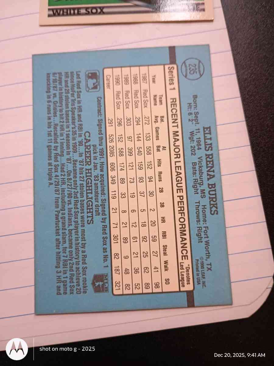 Ellis Burks card 235 - Acme, Louisiana - FleaMarketBay