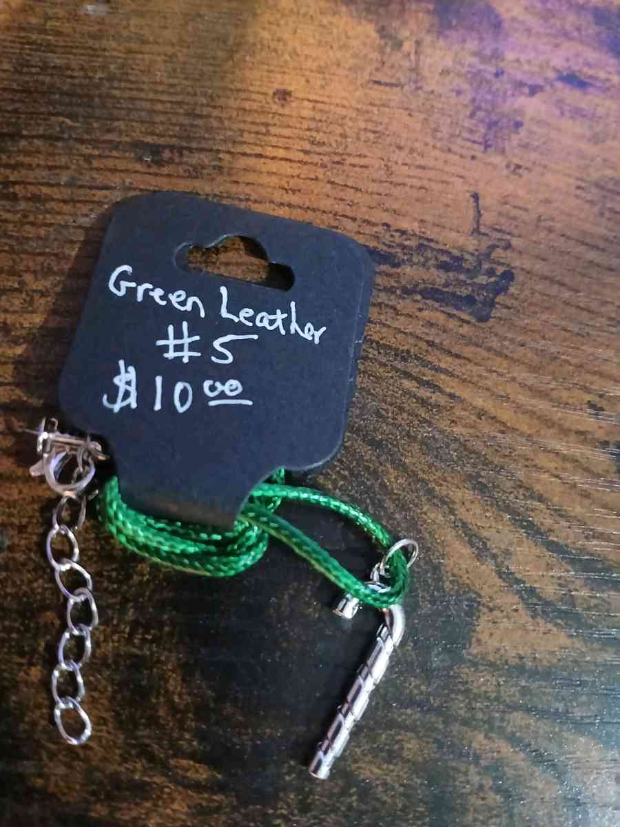 Green Leather Christmas Necklace pt1 - Newport News, Virginia - FleaMarketBay