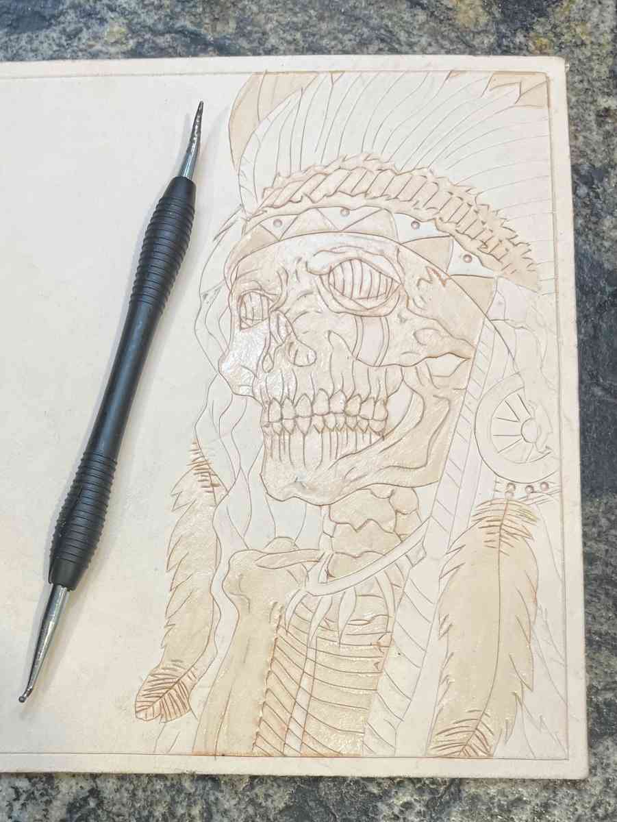 New tooled leather skeleton biker smoking a cigar bifold wal - Pineville, Louisiana - FleaMarketBay