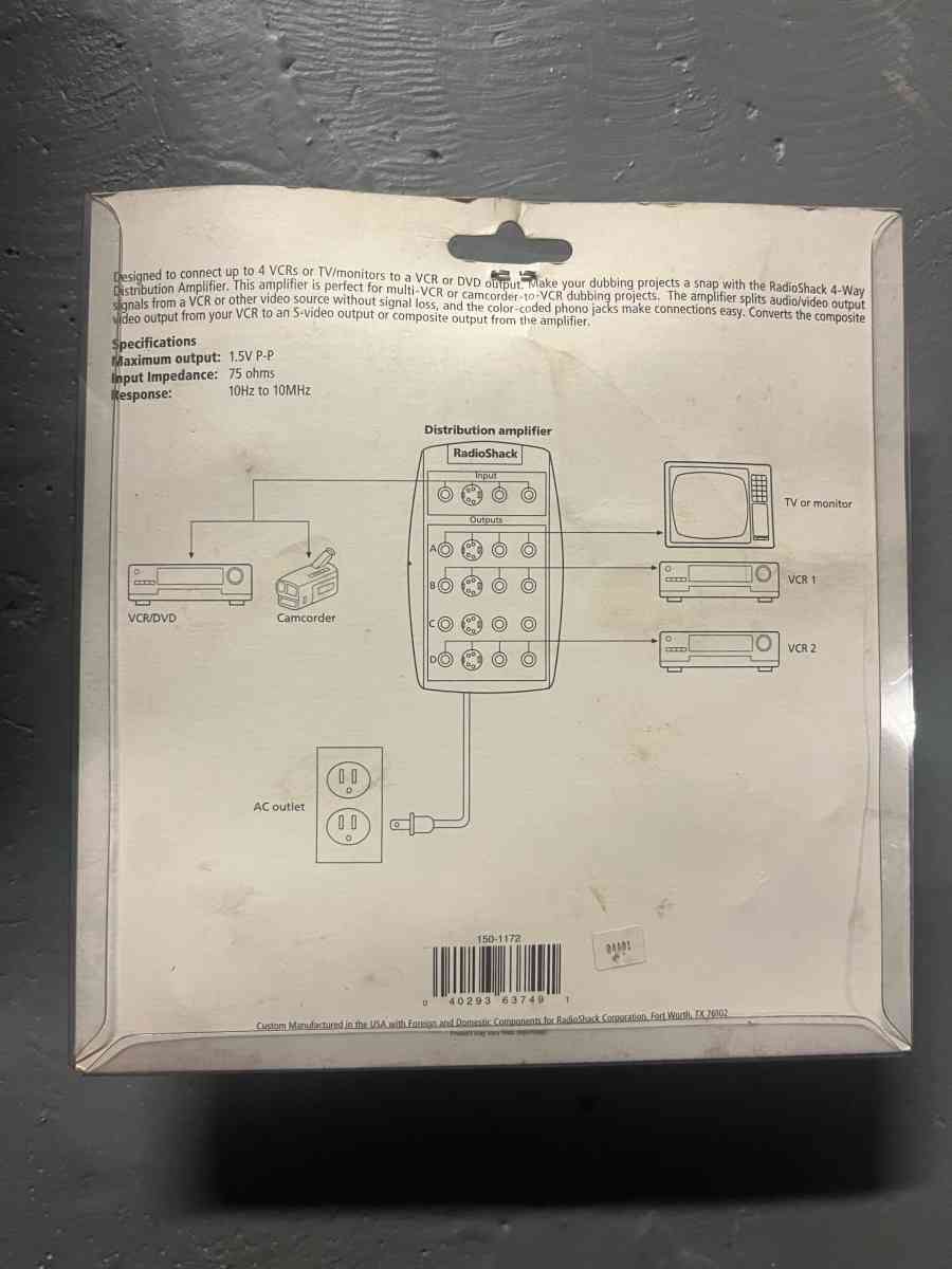 Radio Shack Video Distribution Amplifier AudioVideo InputOut - Piscataway, New Jersey - FleaMarketBay