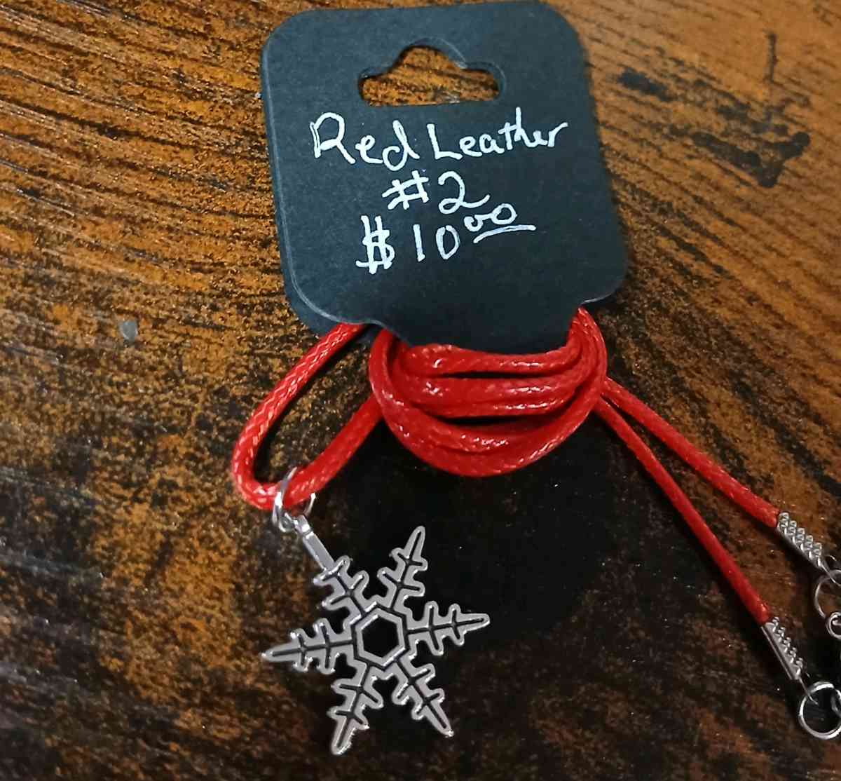 Red Leather Christmas Necklace pt1 - Achilles, Virginia - FleaMarketBay